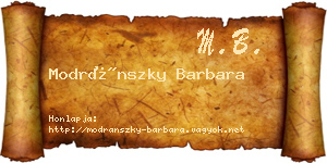 Modránszky Barbara névjegykártya